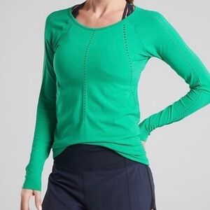 Athleta Foothills Long Sleeve Shirt in “High Tealgreen”